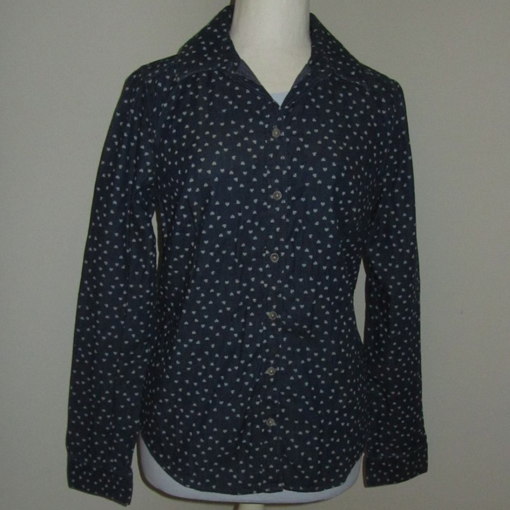 CLEARANCE Women LC Lauren Conrad Printed Chambray Shirt/Blouse M NWT-$44.00.